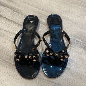 Elegant Black Studded Women's Sandals